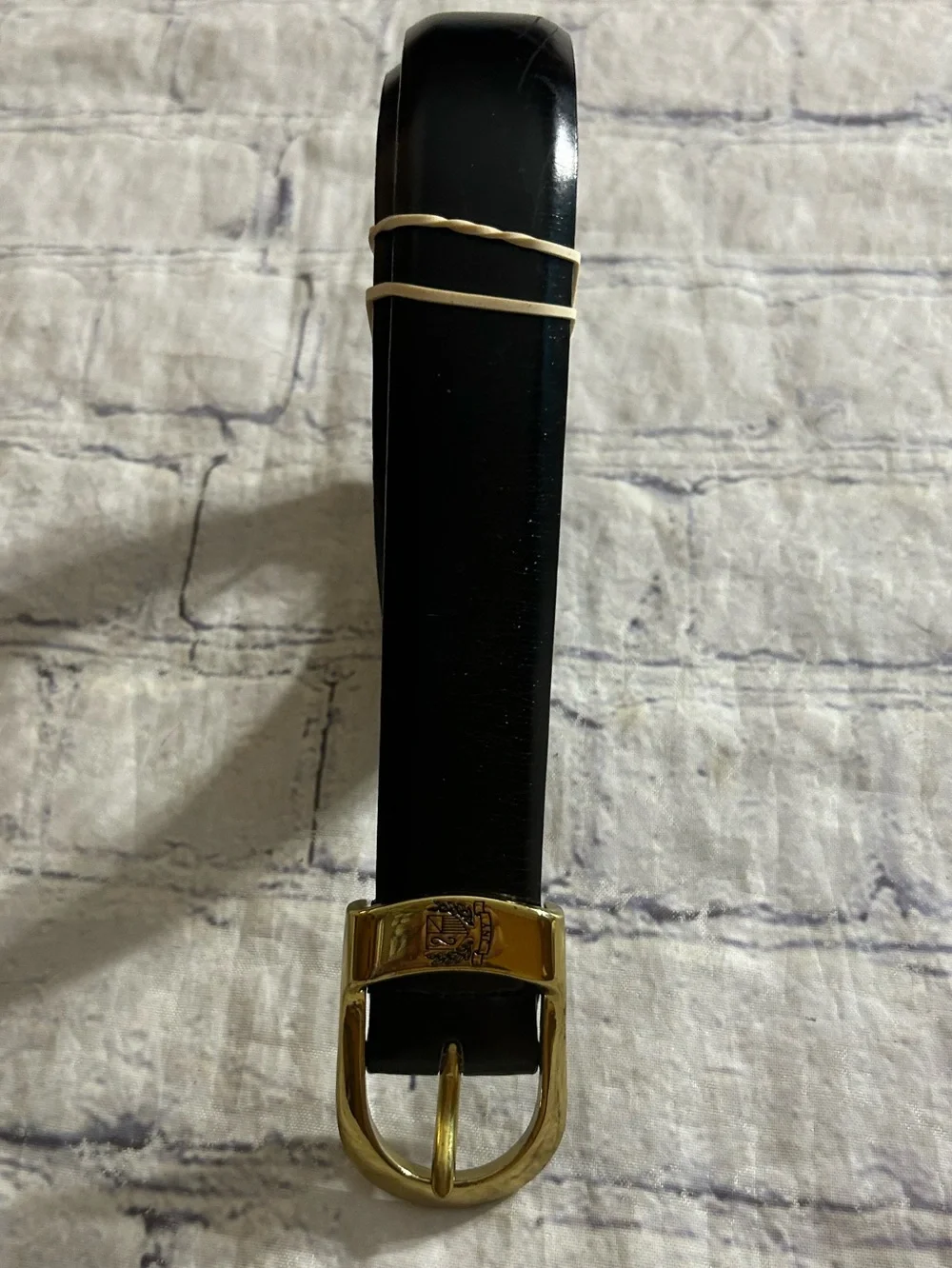 JONES NEW YORK HAND GLAZED P.U.COATED SPLIT COWHIDE TAIWAN MADE BLACK BELT L